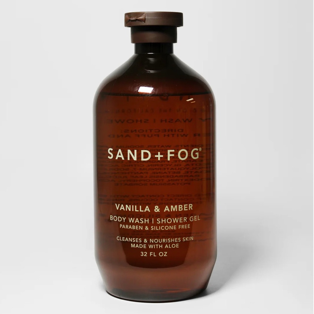 New! Sand + Fog Vanilla & Amber 32 oz Body Wash Shower Gel